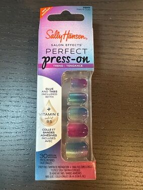 Sally Hansen Perfect Press-On Nails Hues & Clues Medium* 30ct Glue & Tabs New